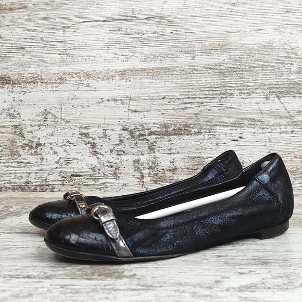 🟦Sz 36/6 AGL Attilio Giusti Leombruni Midnight Blue Shimmer Flats - Picture 6 of 16